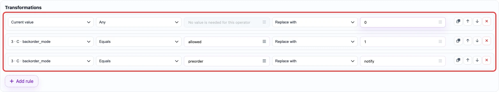Transformations: Backorders allowed?