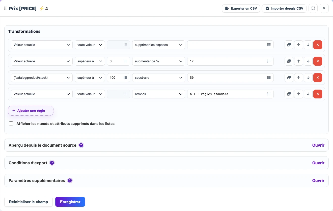 Transformations séquentielles du prix avec un noeud XML voisin