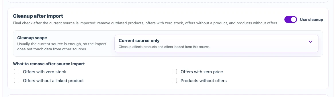 Cleanup settings and scope after import