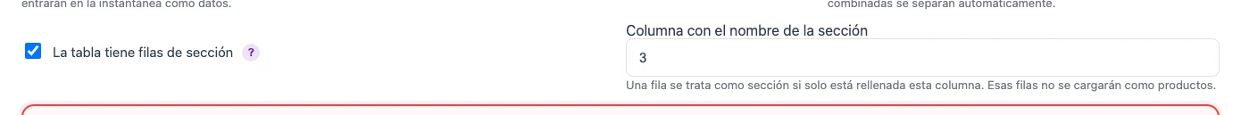 Configuración de filas de sección en una lista tabular