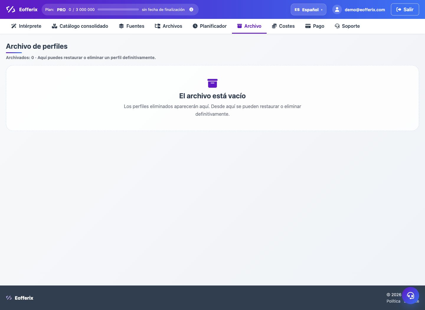 Almacenamiento de versiones de resultados — Eofferix