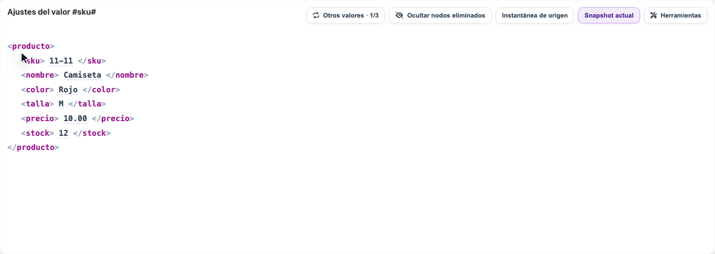 Animación de asignación del valor sku al campo SKU del catálogo