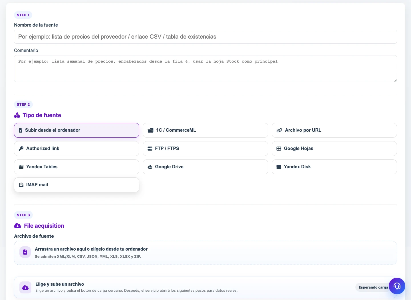 Creación de una fuente de datos para el catálogo consolidado