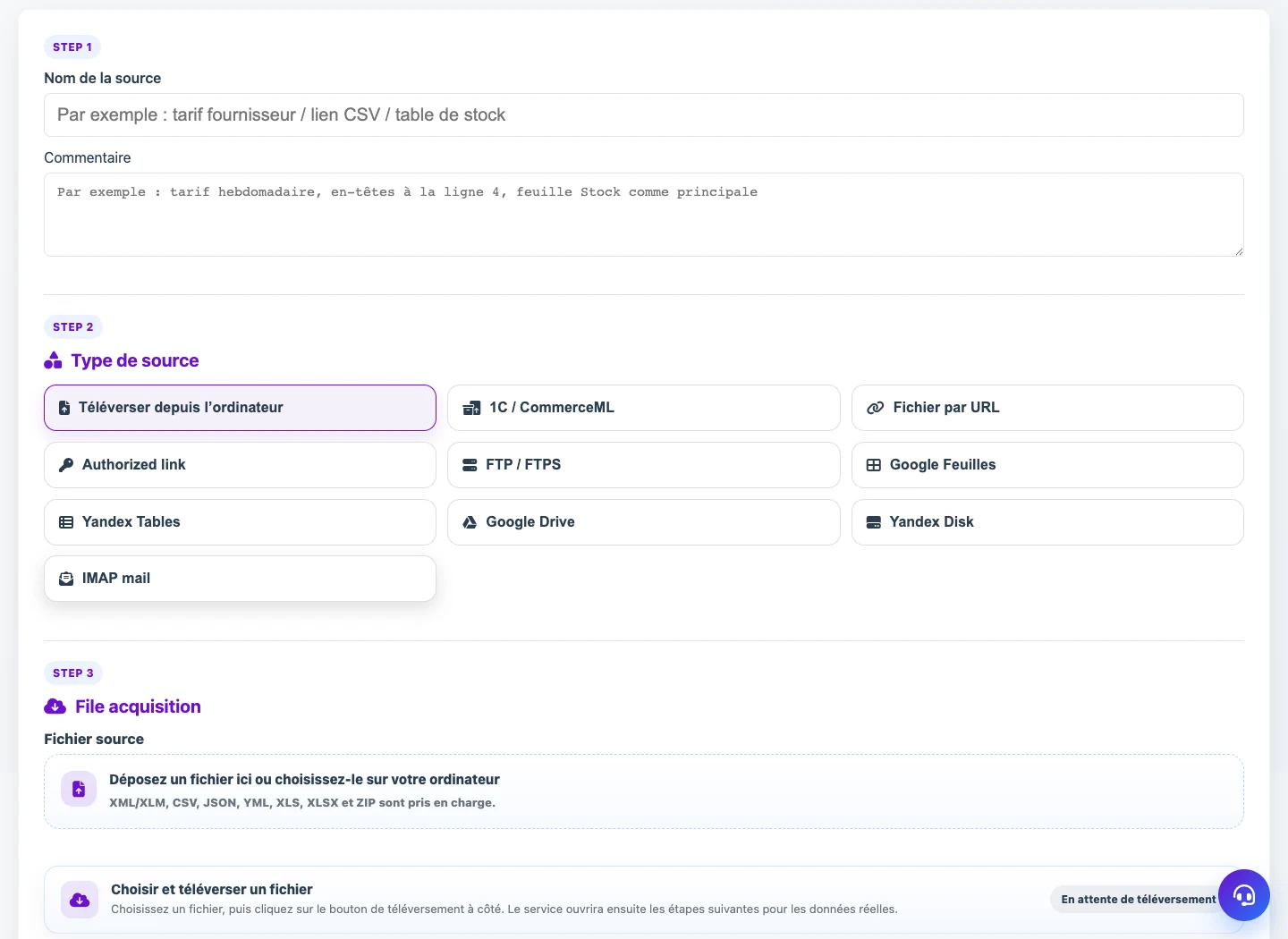 Création d’une source de données pour le catalogue consolidé