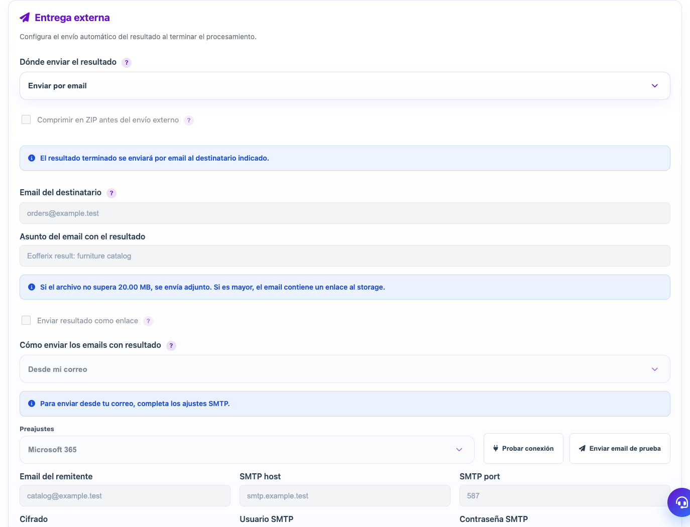 Entrega externa de resultados — Eofferix