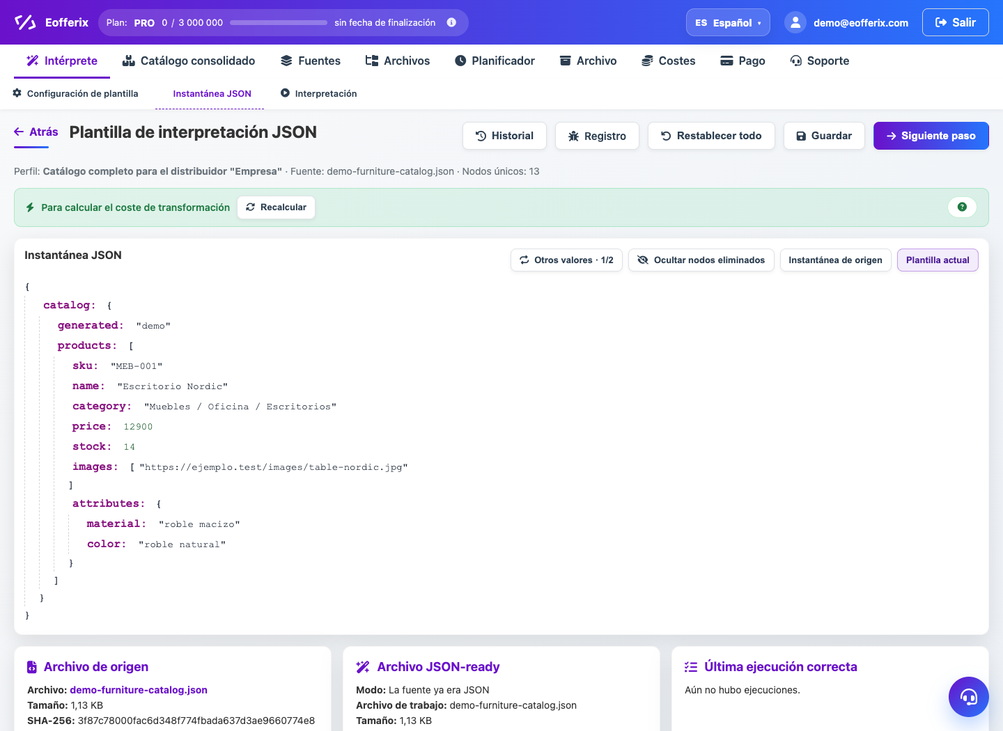 Cómo recopilar una matriz en resultado JSON — Eofferix