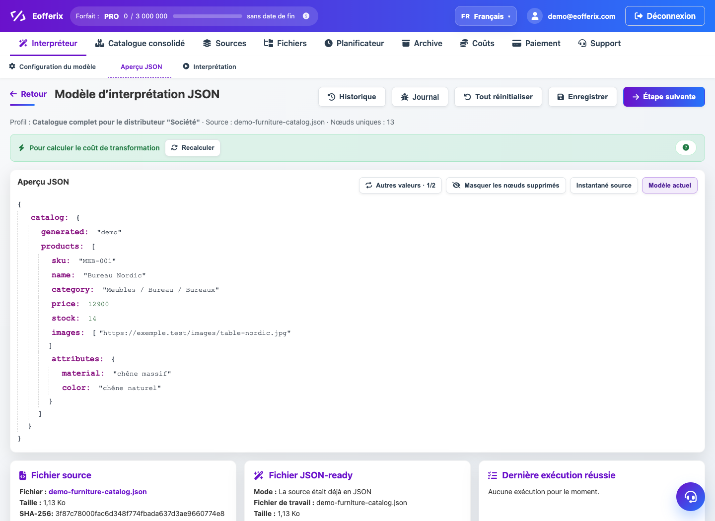 Regroupement de données et tableaux de résultats — Eofferix