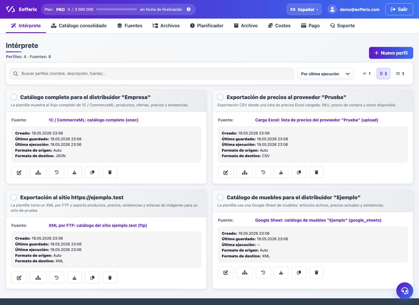 Crear un perfil de interpretación — Eofferix