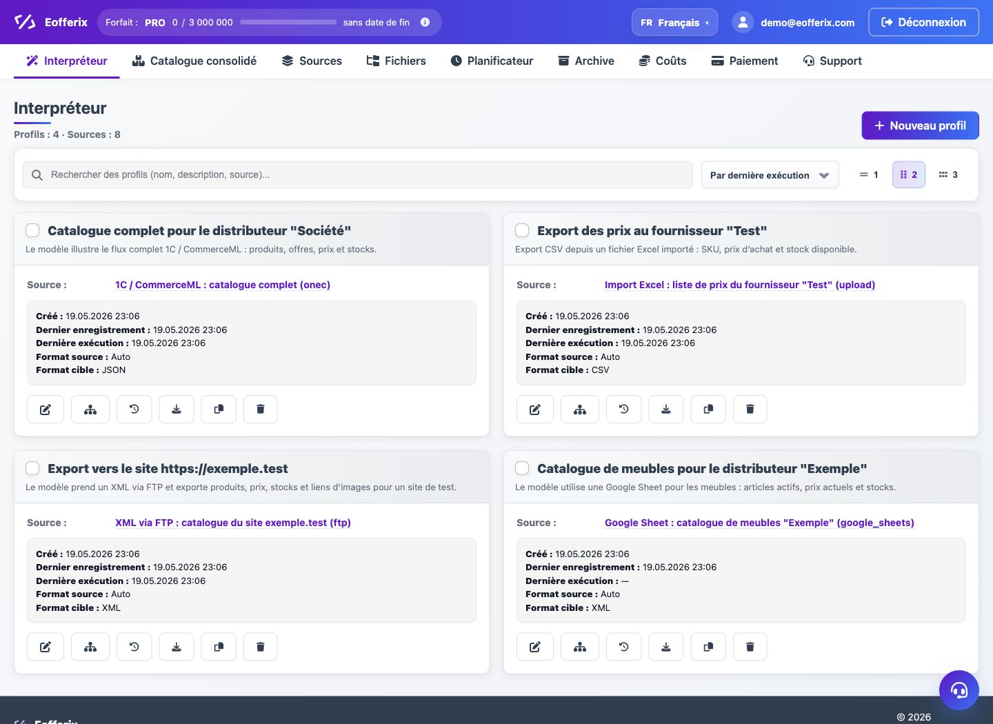 Créer un profil d'interprétation — Eofferix