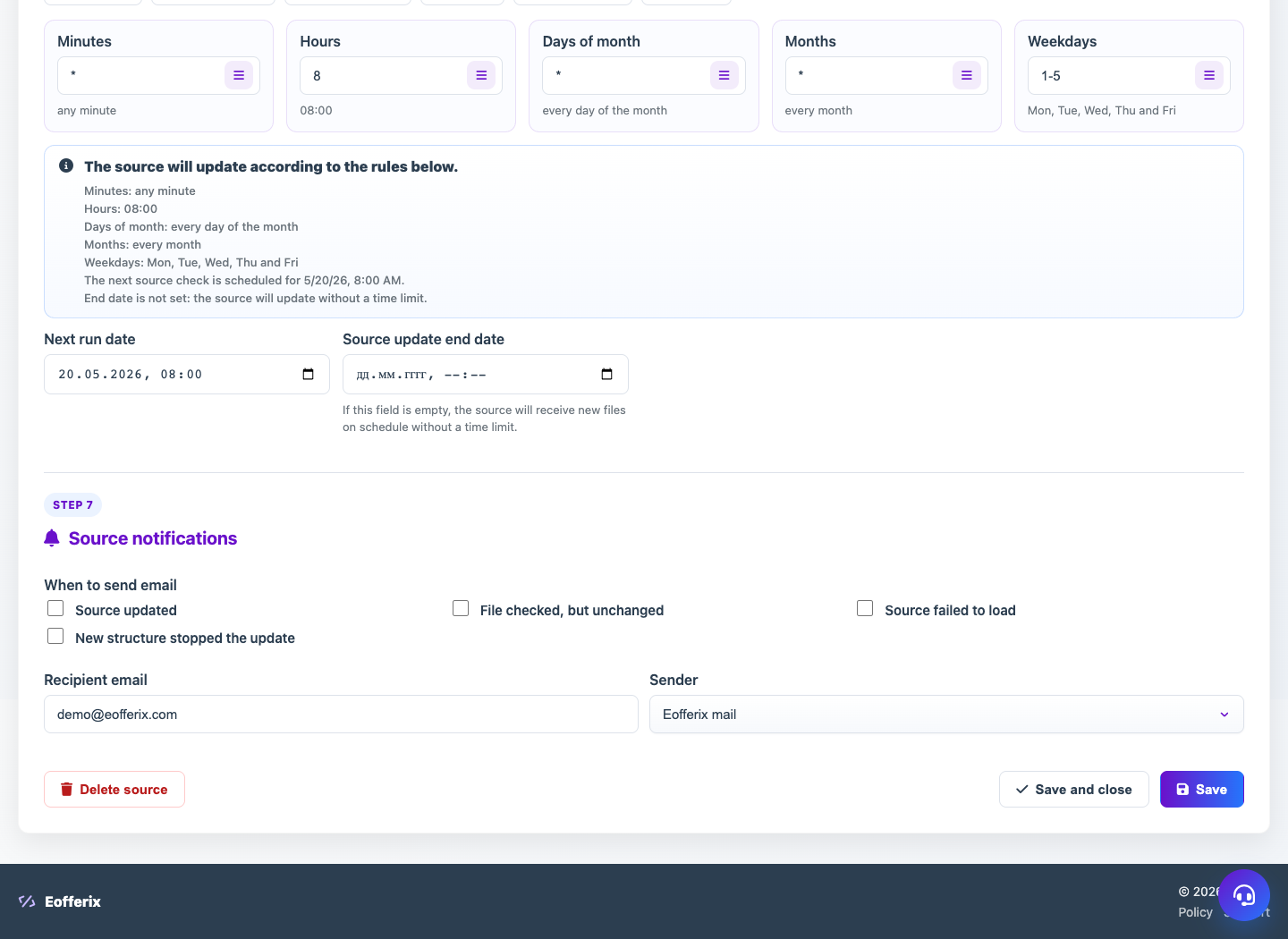 Source notifications — Eofferix