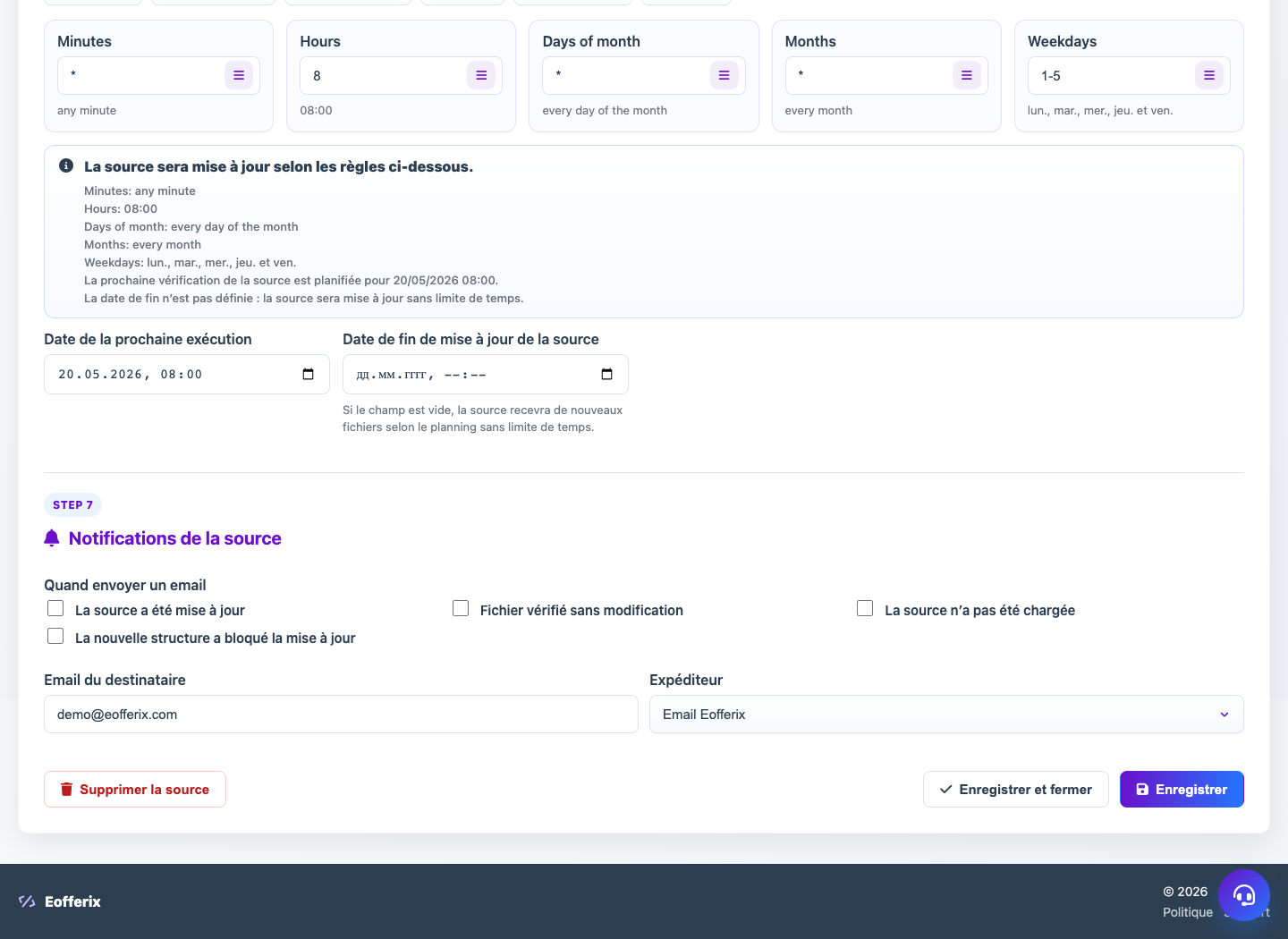 Notifications sources — Eofferix