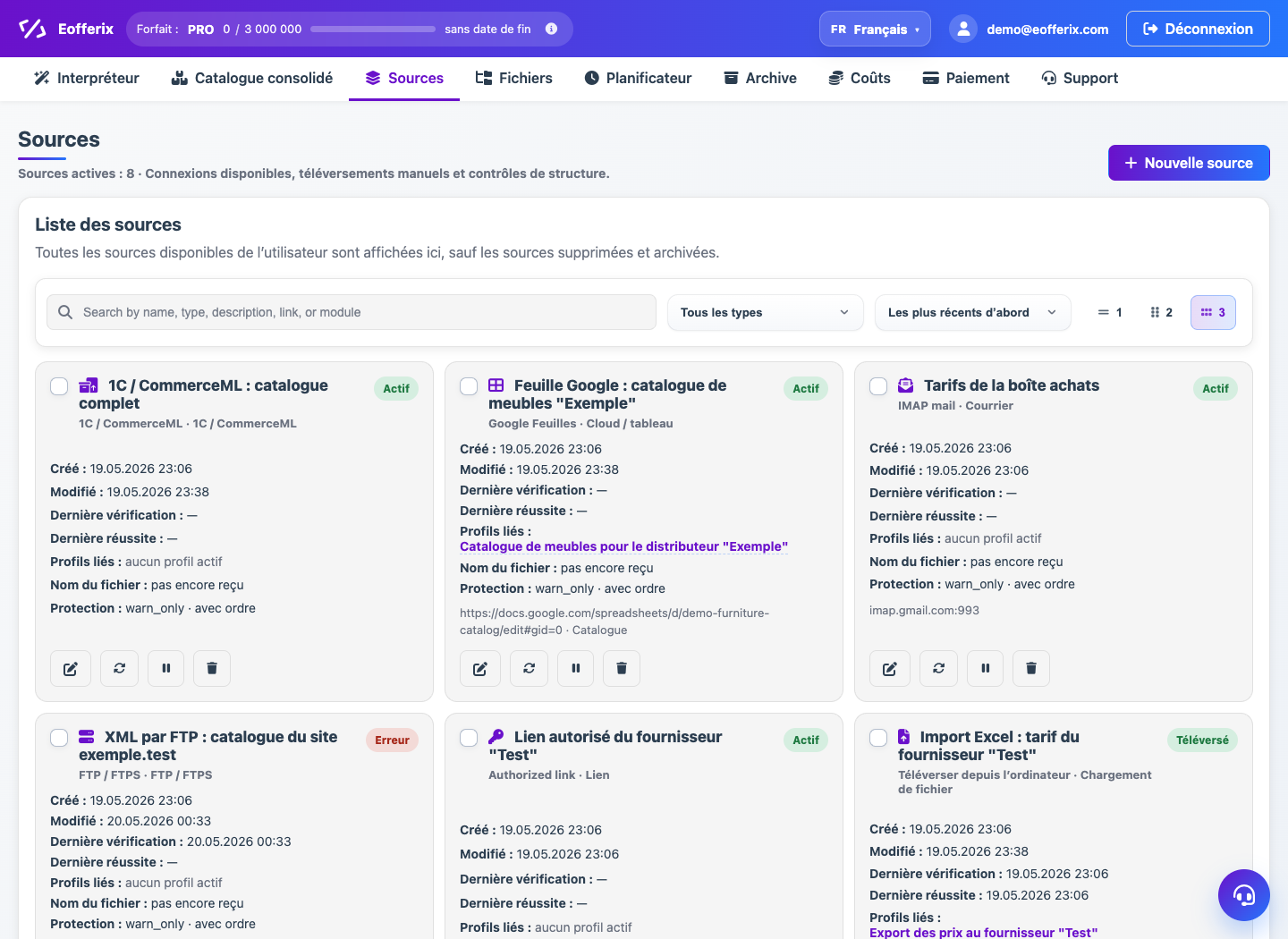 Stockage des versions sources et des tentatives — Eofferix