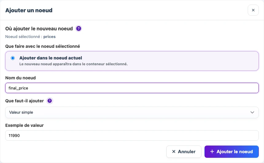 Ajout du noeud final_price dans le snapshot JSON