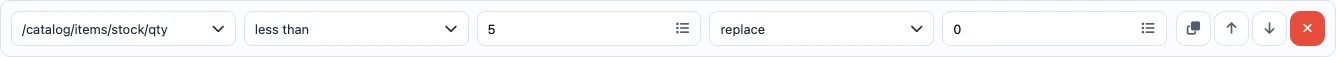 Step 3: stock below 5 - replace with 0