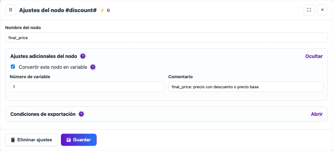 Configurar final_price como variable