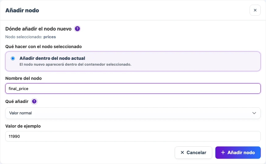 Agregar el nodo final_price en el snapshot XML