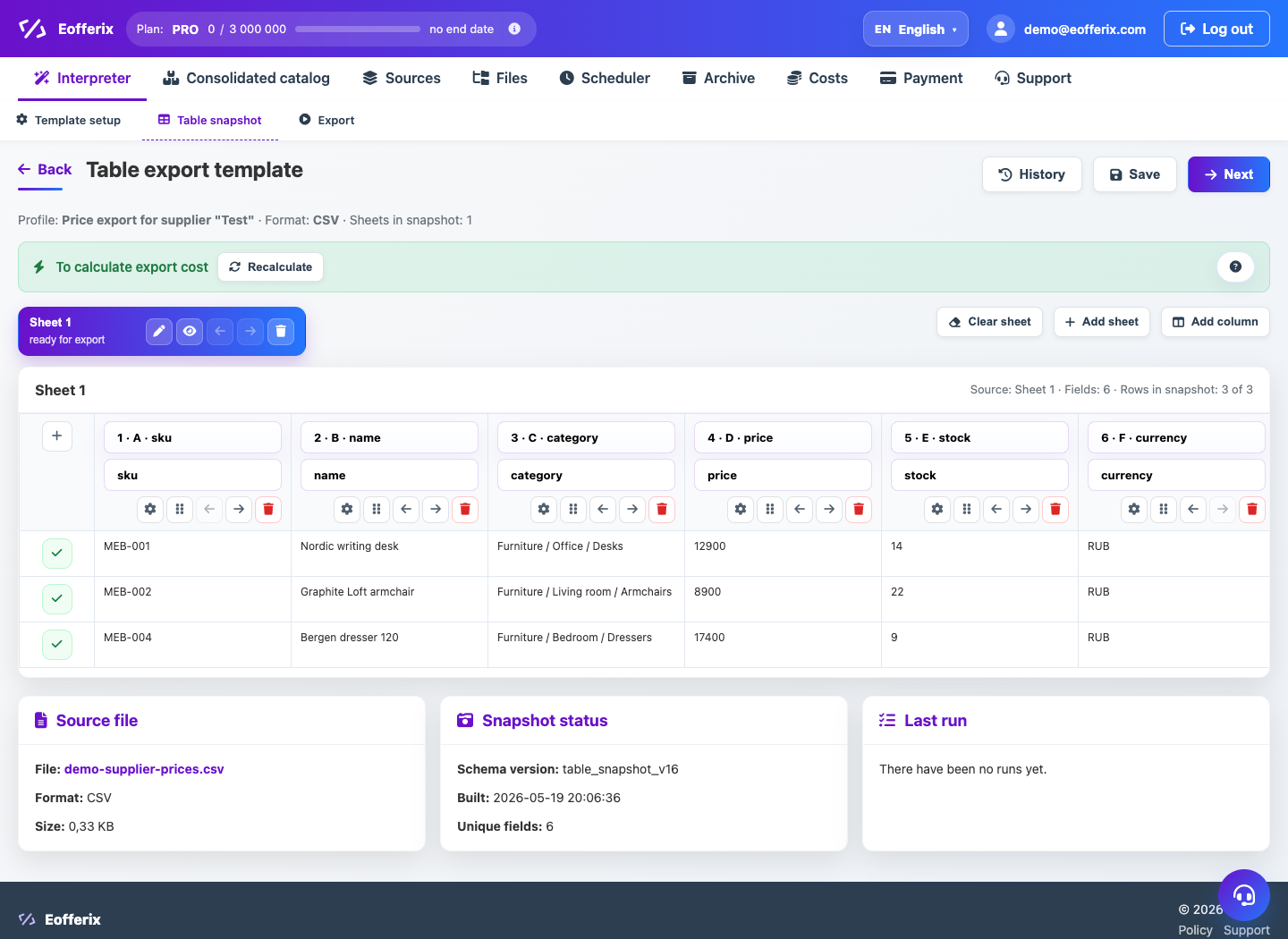 Repeating field scheduler for tables — Eofferix
