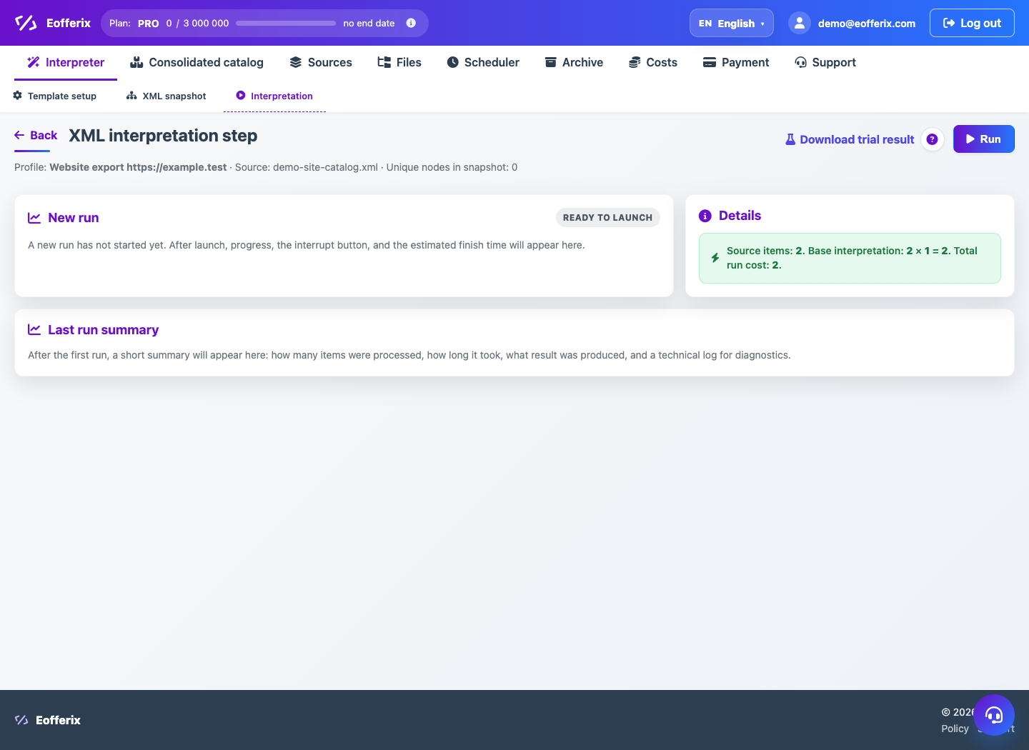 Interpretation and export — Eofferix
