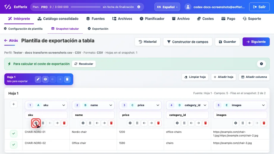 Animación para activar una variable en el editor de tablas de Eofferix