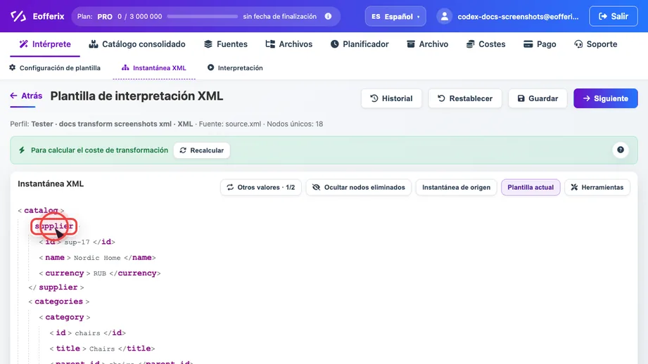 Animación para activar una variable en el editor XML de Eofferix