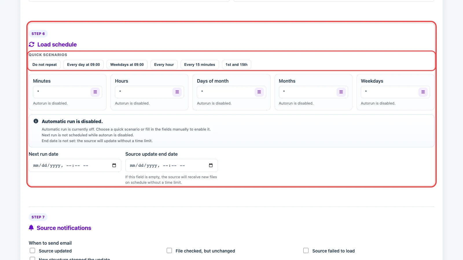 URL source update schedule