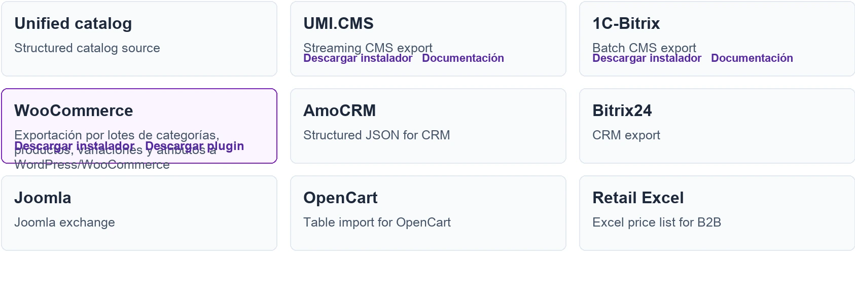 Aplicacion WooCommerce seleccionada en Eofferix