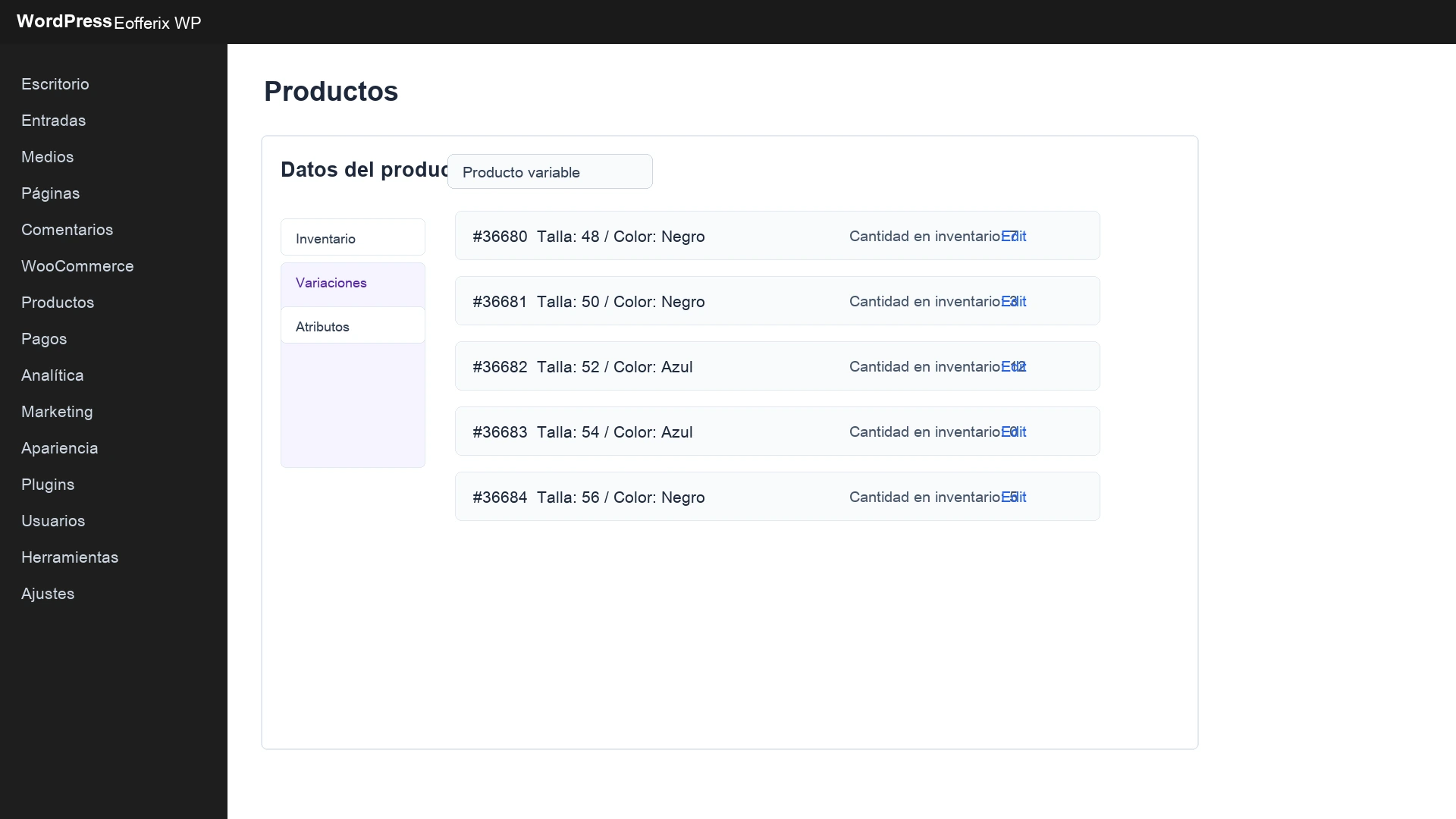 Abrir imagen ampliada Productoo variable importado en WooCommerce