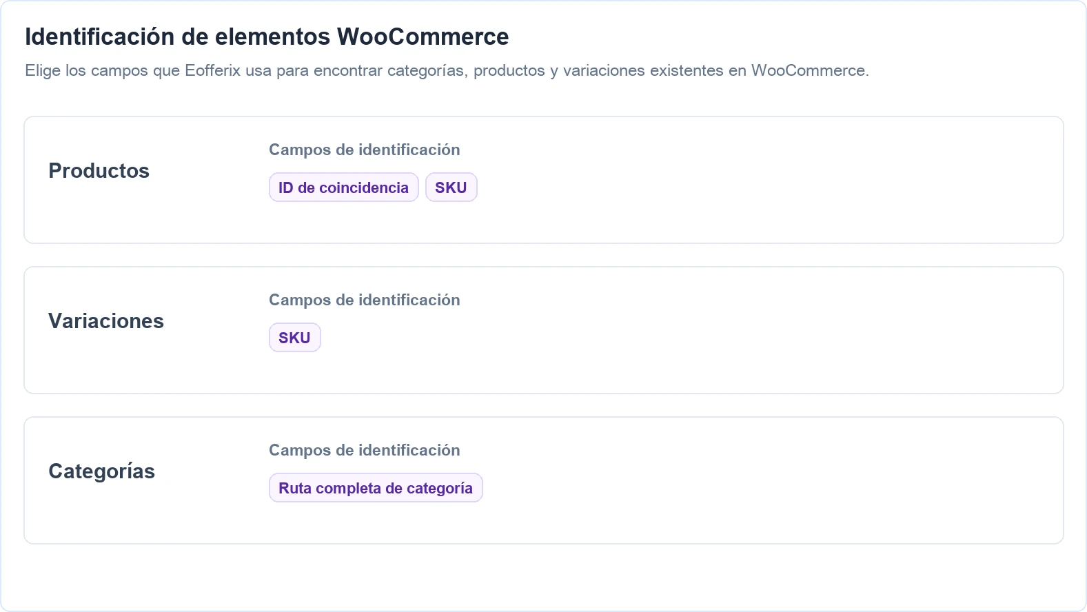 Abrir imagen ampliada Campos de identificacion WooCommerce en Eofferix